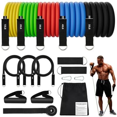 JATEKA Borrachas elásticas de músculo, elásticas de fitness músculos com 5 diferentes níveis de borracha bandas elásticas para ginásio em casa ioga JATEKA Borrachas elásticas de músculo, elásticas de fitness músculos com 5 diferentes níveis de borracha bandas elásticas para ginásio em casa ioga