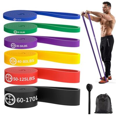 POWER GUIDANCE Conjunto de Bandas Elásticas de 6 Níveis (6-77kg) com Âncora e Tornozeleiras O Seu Ginásio em Casa Portátil para Musculação POWER GUIDANCE Conjunto de Bandas Elásticas de 6 Níveis (6-77kg) com Âncora e Tornozeleiras O Seu Ginásio em Casa Portátil para Musculação
