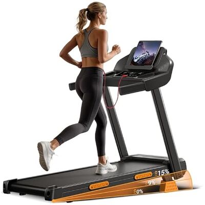 LONTEK Fita de corrida dobrável com inclinação 15% Fita de caminhada dobrável 12 KM/H, caminhadora elétrica para casa equipada com um motor de 3,0 hp e ecrã LED, 136 kg LONTEK Fita de corrida dobrável com inclinação 15% Fita de caminhada dobrável 12 KM/H, caminhadora elétrica para casa equipada com um motor de 3,0 hp e ecrã LED, 136 kg