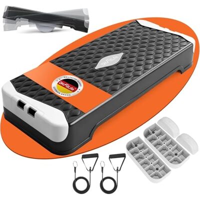 DH FitLife Stepper para casa com treino de equilíbrio, plataforma ajustável em 10/15 cm, Stepper aeróbico e plataforma Step Up Escada para treino de fitness e coordenação DH FitLife Stepper para casa com treino de equilíbrio, plataforma ajustável em 10/15 cm, Stepper aeróbico e plataforma Step Up Escada para treino de fitness e coordenação