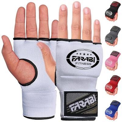 Farabi Sports Luvas de boxe com gel acolchoado luvas interiores elásticas para homem e mulher com correia de boneca 80 cm, para MMA, muay Thai, kickboxing e artes marciais (branco, L/XL) Farabi Sports Luvas de boxe com gel acolchoado luvas interiores elásticas para homem e mulher com correia de boneca 80 cm, para MMA, muay Thai, kickboxing e artes marciais (branco, L/XL)