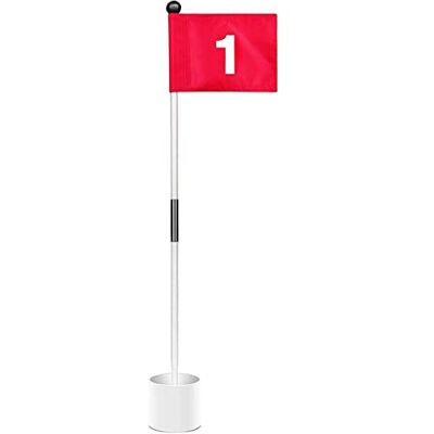 Kasmole Poços e bandeira para Putt Golf Bandeiras de golfe frente e verso com suporte para verde material prático golfe para golfistas, iniciantes e amantes do f Kasmole Poços e bandeira para Putt Golf Bandeiras de golfe frente e verso com suporte para verde material prático golfe para golfistas, iniciantes e amantes do f