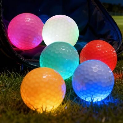 PORFOYO 6 bolas de golfe luminosas, bolas de golfe noturnas, reutilizáveis, para treino noturno e tiro de longa distância, vermelho, amarelo, verde, azul, branco, rosa PORFOYO 6 bolas de golfe luminosas, bolas de golfe noturnas, reutilizáveis, para treino noturno e tiro de longa distância, vermelho, amarelo, verde, azul, branco, rosa
