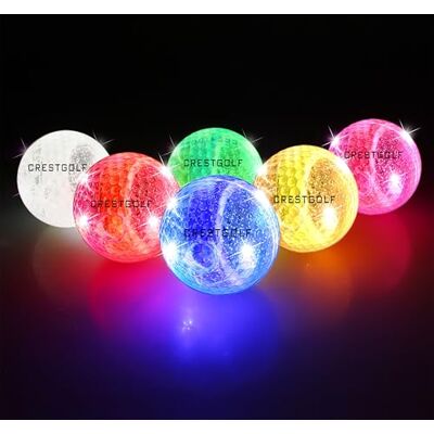 Kofull Pacote de 6 bolas de golfe LED para treino noturno, bolas de golfe, bolas de distância brilhantes, cores variadas (rosa, azul, vermelho, verde, branco e amarelo) Kofull Pacote de 6 bolas de golfe LED para treino noturno, bolas de golfe, bolas de distância brilhantes, cores variadas (rosa, azul, vermelho, verde, branco e amarelo)