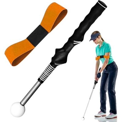 WANDGU Ajudas de treino de golfe retráteis: treinador de aderência de golfe ajustável com correia para correção de postura, barras de alinhamento de golfe, cabo telescópico portátil para WANDGU Ajudas de treino de golfe retráteis: treinador de aderência de golfe ajustável com correia para correção de postura, barras de alinhamento de golfe, cabo telescópico portátil para