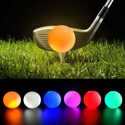 BORDEAG Bolas luminosas de golfe, 6 unidades LED, coloridas, ideais para treino noturno BORDEAG Bolas luminosas de golfe, 6 unidades LED, coloridas, ideais para treino noturno