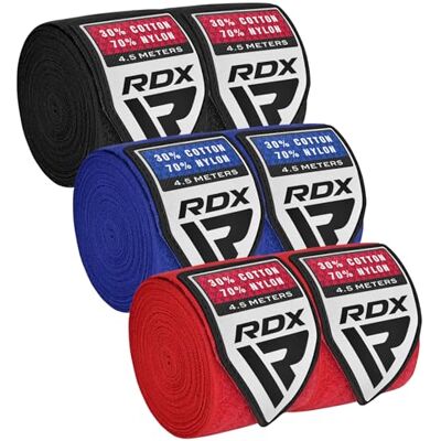 RDX Luvas interiores de boxe de boxe, 4,5 metros de 180 polegadas elástico correia de pulso suporte fita, ligadura envoltórios protetores, muay thai MMA Kick Boxing artes marciais treino Hand Wraps RDX Luvas interiores de boxe de boxe, 4,5 metros de 180 polegadas elástico correia de pulso suporte fita, ligadura envoltórios protetores, muay thai MMA Kick Boxing artes marciais treino Hand Wraps