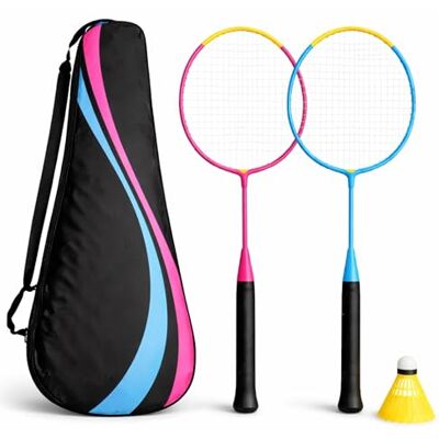 TK Gruppe Timo Klingler Conjunto de badminton com 2 raquetes, bola de badminton e bolsa para raquete, conjunto de volantes para adultos e crianças, raquetes de badminton profissionais resistentes para jardim, praia e lazer TK Gruppe Timo Klingler Conjunto de badminton com 2 raquetes, bola de badminton e bolsa para raquete, conjunto de volantes para adultos e crianças, raquetes de badminton profissionais resistentes para jardim, praia e lazer