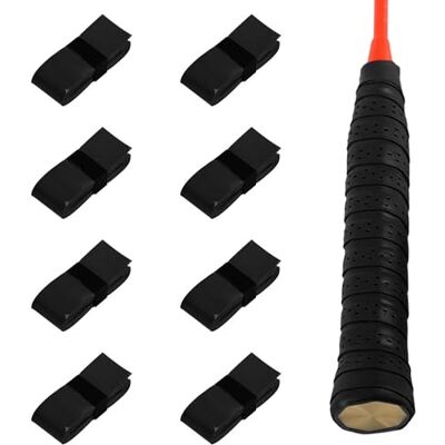 MAXQUU 8 unidades de fita de aderência de ténis, antiderrapante, faixa de aderência respirável com orifícios, fita de aderência para raquete de badminton, fita para raquete de squash (preto) MAXQUU 8 unidades de fita de aderência de ténis, antiderrapante, faixa de aderência respirável com orifícios, fita de aderência para raquete de badminton, fita para raquete de squash (preto)