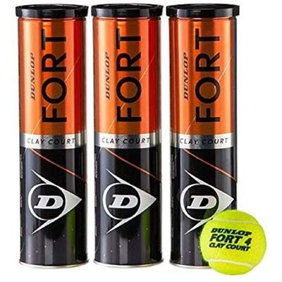 Dunlop Fort Clay Court Bolas de ténis de 12 bolas (3 frascos x 4) Dunlop Fort Clay Court Bolas de ténis de 12 bolas (3 frascos x 4)