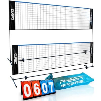 PHIBER-SPORTS Rede de badminton 420 cm, 3 altura ajustável marcador, também como rede de ténis, rede de voleibol, piscina, ténis de futebol, inclui bolsa de transporte, para interior e exterior PHIBER-SPORTS Rede de badminton 420 cm, 3 altura ajustável marcador, também como rede de ténis, rede de voleibol, piscina, ténis de futebol, inclui bolsa de transporte, para interior e exterior