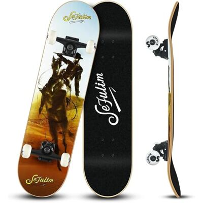 sefulim Skate , skate completo para adultos, iniciantes e crianças, skate profissional côncavo de dupla batida de ácer canadense de 7 camadas de 31 x 8 polegadas sefulim Skate , skate completo para adultos, iniciantes e crianças, skate profissional côncavo de dupla batida de ácer canadense de 7 camadas de 31 x 8 polegadas