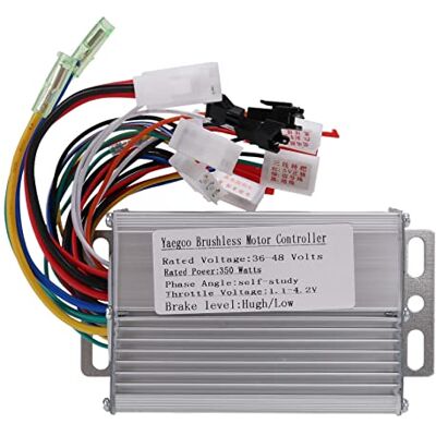 Tsadeer Controlador de motor CC sem escovas para bicicleta elétrica, 36 V/48 V, 350 W, para bicicleta elétrica, acessórios para skate Tsadeer Controlador de motor CC sem escovas para bicicleta elétrica, 36 V/48 V, 350 W, para bicicleta elétrica, acessórios para skate