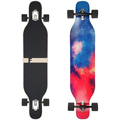FunTomia Longboard com 2 níveis flexíveis Skate Drop Through Cruiser Rolamento de esferas Mach1 Speed ferramenta em T FunTomia Longboard com 2 níveis flexíveis Skate Drop Through Cruiser Rolamento de esferas Mach1 Speed ferramenta em T