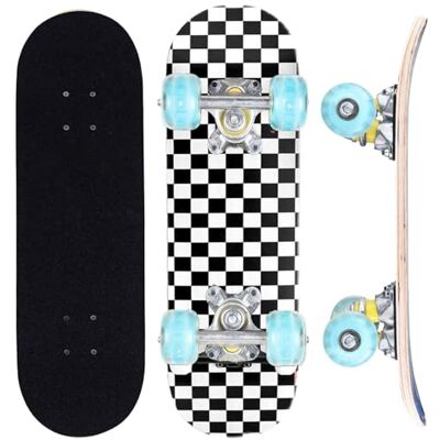 ERNAN Skateboard, skate completo profissional de 17 x 5 polegadas, 7 camadas skate de madeira de ácer com rolamento ABEC-7 para menino menina ERNAN Skateboard, skate completo profissional de 17 x 5 polegadas, 7 camadas skate de madeira de ácer com rolamento ABEC-7 para menino menina