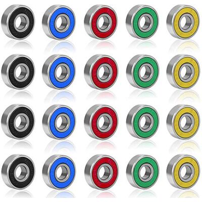 Rybtd 20 peças Rolamentos de esferas Sem fricção ABEC-9 608 2RS Rolamentos de skate de metal para patins Patins de quatro rodas Rodas Rybtd 20 peças Rolamentos de esferas Sem fricção ABEC-9 608 2RS Rolamentos de skate de metal para patins Patins de quatro rodas Rodas