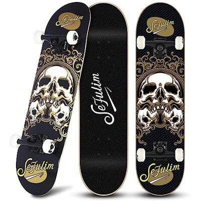 sefulim Skate completo para iniciantes, 79 x 20 cm completo skate para adolescentes adultos, 9 camadas skate de madeira de ácer ABEC-7 Skateboard, Longboards sefulim Skate completo para iniciantes, 79 x 20 cm completo skate para adolescentes adultos, 9 camadas skate de madeira de ácer ABEC-7 Skateboard, Longboards