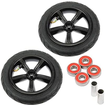 Mach1 Conjunto de 2 pneus de ar FunTomia Big Wheel de 205 mm, inclui rolamentos de esferas e espaçador, rodas de substituição Mach1 Conjunto de 2 pneus de ar FunTomia Big Wheel de 205 mm, inclui rolamentos de esferas e espaçador, rodas de substituição