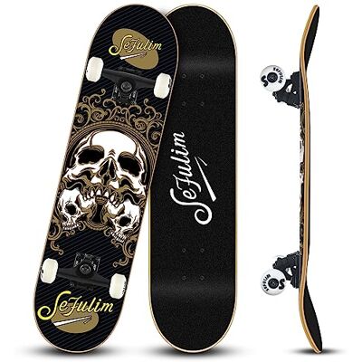 sefulim Skate , skate completo para adultos, iniciantes e crianças, skate profissional côncavo de dupla batida de ácer canadense de 7 camadas de 31 x 8 polegadas sefulim Skate , skate completo para adultos, iniciantes e crianças, skate profissional côncavo de dupla batida de ácer canadense de 7 camadas de 31 x 8 polegadas