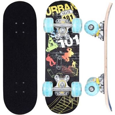 ERNAN Skateboard, skate completo profissional de 17 x 5 polegadas, 7 camadas skate de madeira de ácer com rolamento ABEC-7 para menino menina ERNAN Skateboard, skate completo profissional de 17 x 5 polegadas, 7 camadas skate de madeira de ácer com rolamento ABEC-7 para menino menina