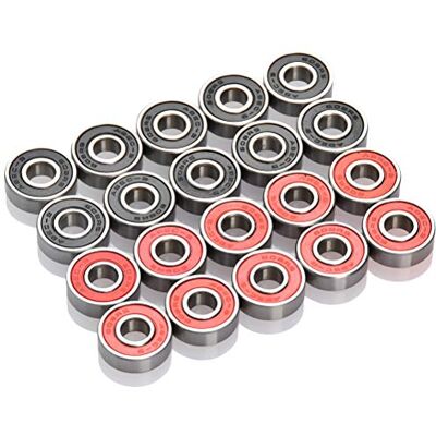 TIMESETL 20 rolamentos 608 RS rolamento de esferas para patineta, rolamentos em miniatura ABEC-9 de ranhura profunda para Longboards, patinetas, patinetes e patines, 8 x 22 x 7 mm TIMESETL 20 rolamentos 608 RS rolamento de esferas para patineta, rolamentos em miniatura ABEC-9 de ranhura profunda para Longboards, patinetas, patinetes e patines, 8 x 22 x 7 mm