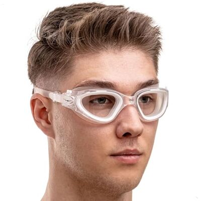 AqtivAqua Óculos de Natação Homem Óculos de Piscina Criança Mulher Menina DX-H (Transparente Branco, Lente Fotocromática) AqtivAqua Óculos de Natação Homem Óculos de Piscina Criança Mulher Menina DX-H (Transparente Branco, Lente Fotocromática)