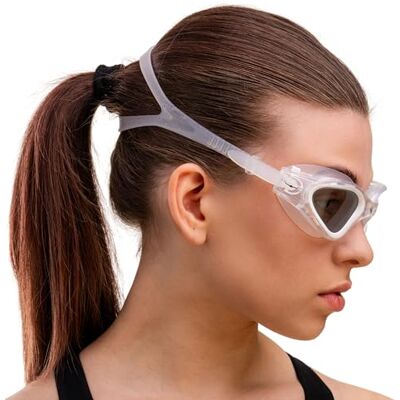 AqtivAqua Óculos de Natação Homem Óculos Piscina Criança Mulher Menina DX-P (Transparente Branco, Lente Polarizada) AqtivAqua Óculos de Natação Homem Óculos Piscina Criança Mulher Menina DX-P (Transparente Branco, Lente Polarizada)