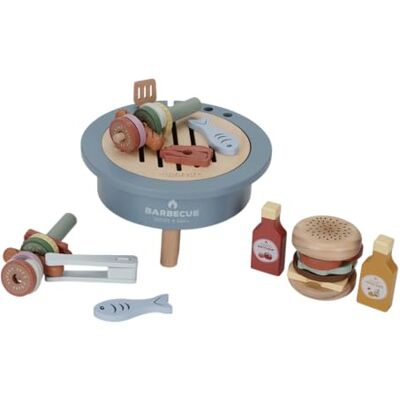 Little Dutch FSC Conjunto de churrasco de madeira (34 peças), cor azul Little Dutch FSC Conjunto de churrasco de madeira (34 peças), cor azul
