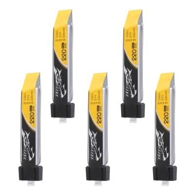 TATTU Bateria LiPo 220 mAh 3,7 V 45C 1S com conector ultra micro (5 peças) para Blade Indutrix Tiny Whoop FPV Nano QX Nano CPX Nano CPS E-flite micro avião TATTU Bateria LiPo 220 mAh 3,7 V 45C 1S com conector ultra micro (5 peças) para Blade Indutrix Tiny Whoop FPV Nano QX Nano CPX Nano CPS E-flite micro avião