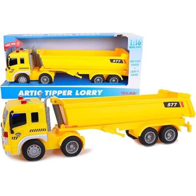 Toyland ® Camião basculante artístico amarelo de 40 cm com luzes e som veículos para crianças Toyland ® Camião basculante artístico amarelo de 40 cm com luzes e som veículos para crianças