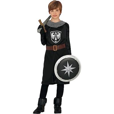 FIESTAS GUIRCA Disfarce guerreiro corajoso medieval criança cavalheiro preto disfarce infantil criança 5-6 anos FIESTAS GUIRCA Disfarce guerreiro corajoso medieval criança cavalheiro preto disfarce infantil criança 5-6 anos