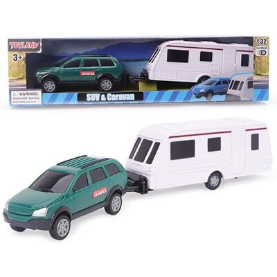 Toyland ® Carro verde com caravana destacável 1:32 Scale Free-Wheel Action SUV & Trailer veículo de brinquedo colecionável para crianças A partir de 3 anos Toyland ® Carro verde com caravana destacável 1:32 Scale Free-Wheel Action SUV & Trailer veículo de brinquedo colecionável para crianças A partir de 3 anos