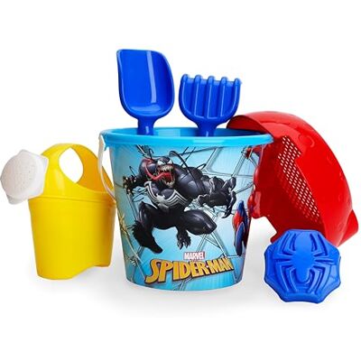 Toyland ® Spiderman Conjunto de cubo e pá de 6 peças com regador jogos de areia e água brinquedos de praia idade 2 anos + Toyland ® Spiderman Conjunto de cubo e pá de 6 peças com regador jogos de areia e água brinquedos de praia idade 2 anos +