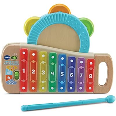VTech Eco Xilofone e pandeiro instrumentos de madeira, brinquedo ecológico para aprender música, crianças + 1 ano, versão espanhola VTech Eco Xilofone e pandeiro instrumentos de madeira, brinquedo ecológico para aprender música, crianças + 1 ano, versão espanhola