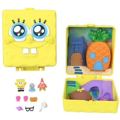 Polly Pocket x Spongebob Bob Esponja Compact Micro bonecas SpongeBob e Patrick, conjunto portátil, 7 acessórios e o animal de estimação Gary, Polly Pocket x Spongebob Bob Esponja Compact Micro bonecas SpongeBob e Patrick, conjunto portátil, 7 acessórios e o animal de estimação Gary,