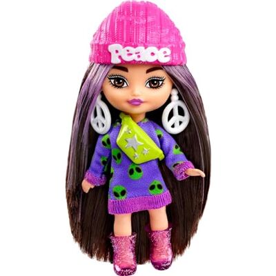 Barbie Extra mini mini mini vestido Aliens boneca pequena com conjunto de moda, brinquedo + 3 anos (Mattel ) Barbie Extra mini mini mini vestido Aliens boneca pequena com conjunto de moda, brinquedo + 3 anos (Mattel )