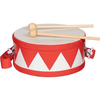 Goki Tambor infantil de madeira com 2 baralhos e alça para o ombro, diâmetro de 15 cm, altura de 7 cm Goki Tambor infantil de madeira com 2 baralhos e alça para o ombro, diâmetro de 15 cm, altura de 7 cm