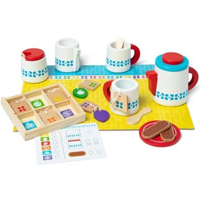 Melissa & Doug Conjunto de madeira para preparar e servir chá, brinquedo alimentar para crianças, brinquedos de imitação, 3, presente para menino ou menina Melissa & Doug Conjunto de madeira para preparar e servir chá, brinquedo alimentar para crianças, brinquedos de imitação, 3, presente para menino ou menina
