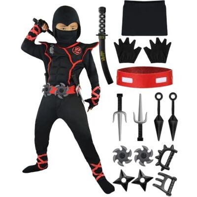 Spooktacular Creations Disfarce de Ninja Deluxe para crianças Halloween Dress Up Spooktacular Creations Disfarce de Ninja Deluxe para crianças Halloween Dress Up