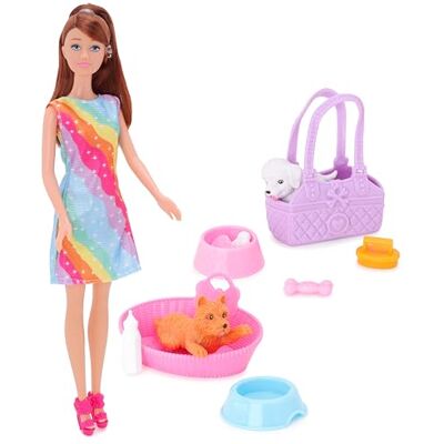 Toyland ® Conjunto de berçário para cães: Inclui 1 boneca, 2 cães e 11 acessórios brinquedos para meninas Toyland ® Conjunto de berçário para cães: Inclui 1 boneca, 2 cães e 11 acessórios brinquedos para meninas