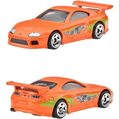 Hot Wheels Fast and Furio Brian O'Conner Auto Toyota Supra laranja modelo em escala 1:64, comprimento 7 cm, Hot Wheels Fast and Furio Brian O'Conner Auto Toyota Supra laranja modelo em escala 1:64, comprimento 7 cm,