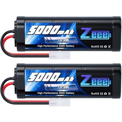 Zeee RC NiMH Bateria 7,2 V 5000 mAh NiMH bateria para RC Car RC Truck HPI Losi Kyosho Hobby para RC Cars avião helicóptero barco (2 embalagens) Zeee RC NiMH Bateria 7,2 V 5000 mAh NiMH bateria para RC Car RC Truck HPI Losi Kyosho Hobby para RC Cars avião helicóptero barco (2 embalagens)