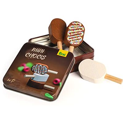 Erzi Mini gelado chocis em lata de madeira Erzi Mini gelado chocis em lata de madeira