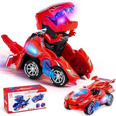 Yellcetoy Carro de Dinossauros Transformável, Carro Dino com Música e Luz, Transformador de Dinossauro, Presentes de Aniversário e Natal para Crianças de 3, 4, 5, 6, 7 Anos, Vermelho Transformación automática con música y luz, Dino Car, Transformador Di Yellcetoy Carro de Dinossauros Transformável, Carro Dino com Música e Luz, Transformador de Dinossauro, Presentes de Aniversário e Natal para Crianças de 3, 4, 5, 6, 7 Anos, Vermelho Transformación automática con música y luz, Dino Car, Transformador Di