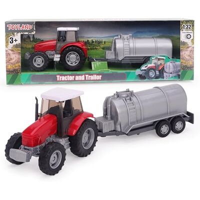 Toyland ® Conjunto de trator e camião-tanque/reboque de 22,5 cm ação de roda livre brinquedos de quinta para crianças (petróleo vermelho) Toyland ® Conjunto de trator e camião-tanque/reboque de 22,5 cm ação de roda livre brinquedos de quinta para crianças (petróleo vermelho)
