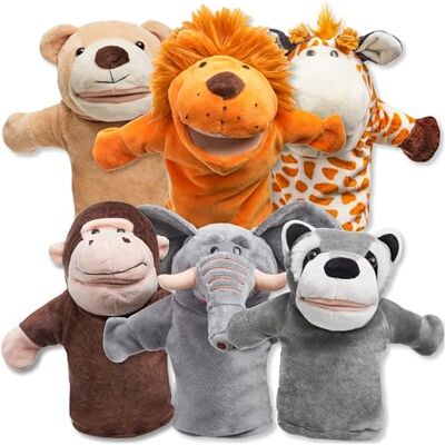 JOYIN Animal Amigos Deluxe Fantoches de Mão para Crianças com Boca Funcional (Pacote de 6) para Jogos Imaginativos JOYIN Animal Amigos Deluxe Fantoches de Mão para Crianças com Boca Funcional (Pacote de 6) para Jogos Imaginativos