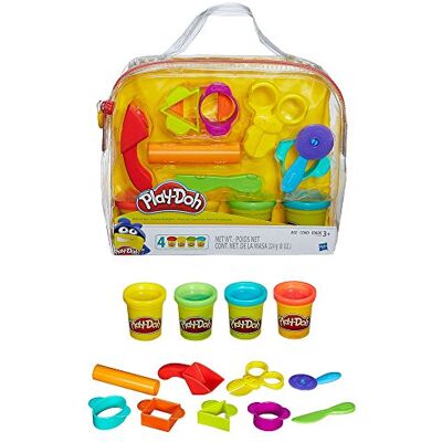 Play-Doh Conjunto de iniciação com 9 acessórios como tesouras, rolo e moldes e 4 frascos de plasticina não tóxica, brinquedos infantis para meninos e meninas de 3 anos ou mais Play-Doh Conjunto de iniciação com 9 acessórios como tesouras, rolo e moldes e 4 frascos de plasticina não tóxica, brinquedos infantis para meninos e meninas de 3 anos ou mais