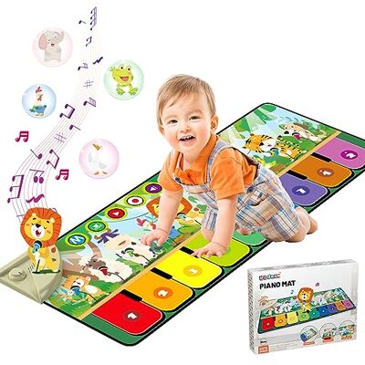 Rodzon Tapete musical piano bebé com 10 animais, brinquedos crianças 1 2 3 anos, presente para bebé, tapete de jogos menino 9 melodias 19 músicas, presentes de aniversário e Natal para meninos e Rodzon Tapete musical piano bebé com 10 animais, brinquedos crianças 1 2 3 anos, presente para bebé, tapete de jogos menino 9 melodias 19 músicas, presentes de aniversário e Natal para meninos e