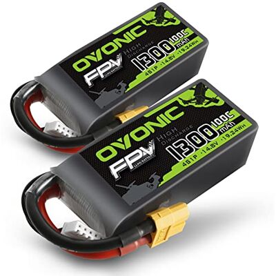 OVONIC 4s Bateria Lipo 1300 mAh 100C 14,8 V FPV bateria com conector XT60 para FPV Racing RC Quadcopter helicóptero avião multimotor passatempo peças de bricolage (2 pacotes) OVONIC 4s Bateria Lipo 1300 mAh 100C 14,8 V FPV bateria com conector XT60 para FPV Racing RC Quadcopter helicóptero avião multimotor passatempo peças de bricolage (2 pacotes)