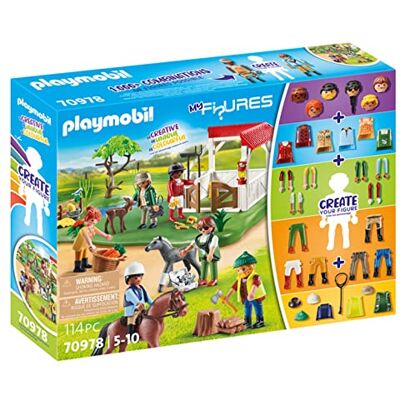 Playmobil My Figures Rancho de cavalos, 6 figuras de jogo com mais de 1000 combinações possíveis, brinquedos de cavalo para crianças a partir de 5 anos Playmobil My Figures Rancho de cavalos, 6 figuras de jogo com mais de 1000 combinações possíveis, brinquedos de cavalo para crianças a partir de 5 anos